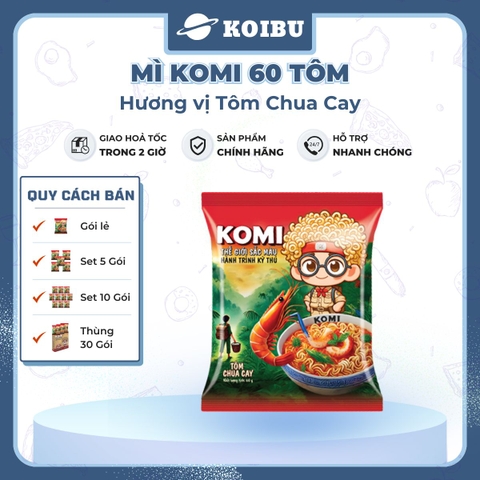 MASAN - Mì Komi hương vị Tôm chua cay, Komi Mì tôm chua cay Komi, Mì Kokomi tôm chua cay ăn liền - 60g/gói - 00809