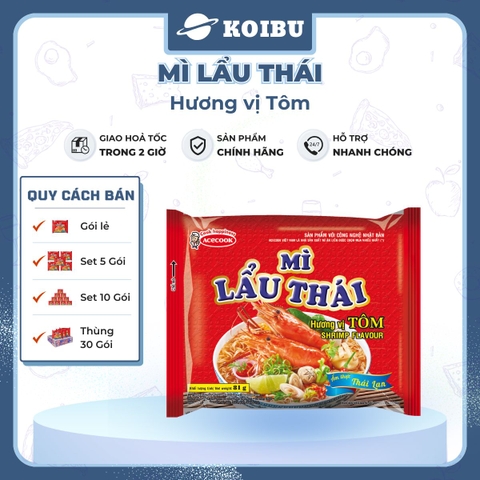 ACECOOK - Mì lẩu Thái Tôm, Mì ăn liền lẩu thái Tôm, Mì lẩu Thái hương vị Tôm, Mì Thế giới mì Acecook - 81g/gói - 00031
