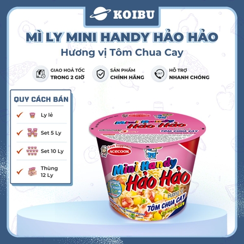 ACECOOK - Mì ly Mini Handy Hảo Hảo hương vị Tôm chua cay, Mì ly Tôm chua cay Hảo Hảo Mini Handy - 47g/ly - 00021