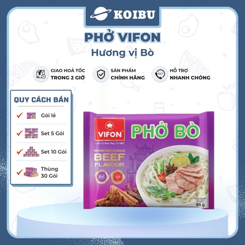 VIFON - Phở Vifon hương vị Bò, Vifon phở bò Vifon Phở ăn liền Vifon Phở thịt bò Vifon, Phở gói ăn liền - 65g/gói - 00169