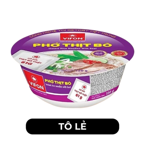 VIFON - Phở Vifon tô có gói thịt thật vị Bò, phở bò tô Vifon, phở Vifon tô ăn liền, phở tô Vifon - 120g/tô - 00174