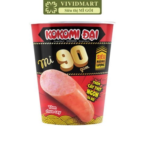 MASAN - Mì ly Kokomi 90 hương vị Tôm chua cay (có cây thịt thật), Mì ly Tôm chua cay Kokomi Đại 90 - 90g/ly - 00134