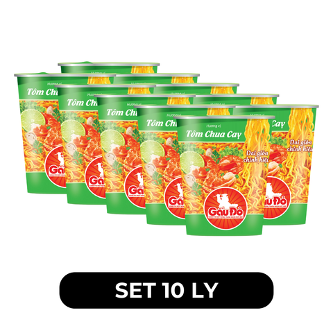 ASIAFOODS - Mì ly Gấu Đỏ Tôm chua cay, Mì ly Gấu Đỏ hương vị Tôm chua cay, Mì ly tôm chua cay Gấu Đỏ - 65g/ly - 00468