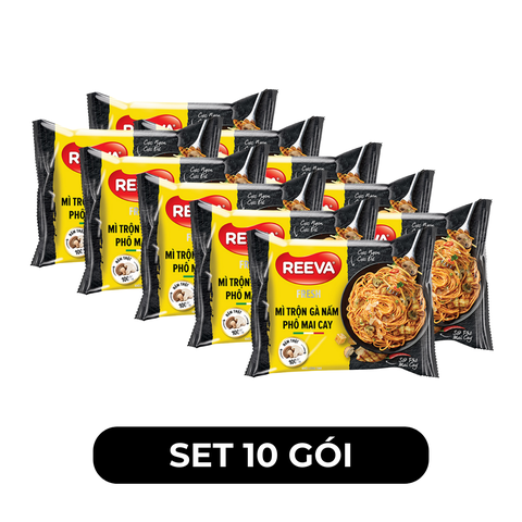 UNIBEN - Mì trộn Reeva Fresh hương vị Gà nấm phô mai cay (có gói nấm thật), Mì trộn ăn liền Reeva - 85g/gói - 00351