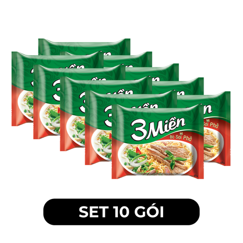 UNIBEN - Mì 3 Miền hương vị Bò Sợi Phở - Mì gói Bò sợi phở ăn liền, Mì Bò sợi phở 3 Miền gói - 65g/gói - 00495