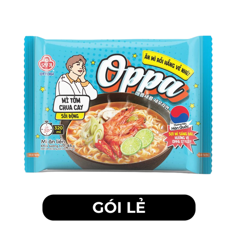 OTTOGI - Mì Oppa hương vị Tôm chua cay, Oppa mì tôm chua cay Oppa Hàn Quốc, Mì Oppa Hàn Quốc ăn liền - 65g/gói - 00248