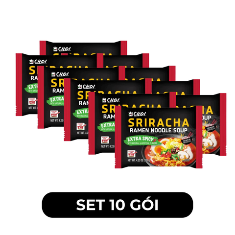 CHOI - Mì Choi Sriracha hương vị Siêu cay, Mì Sriracha Siêu cay, Mì Siêu cay Siracha, Mì Siracha - 120g/gói - 00311