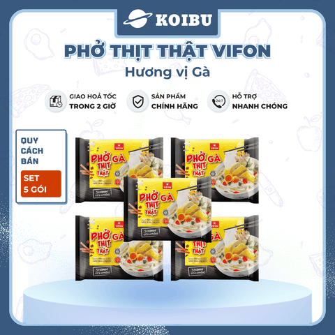 VIFON - Phở Vifon thịt thật hương vị Bò, Vifon Phở bò thịt thật Vifon, Phở thịt thật Vifon ăn liền - 90g/gói - 00814
