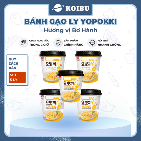 YOUNG POONG - Bánh gạo ly Yopokki hương vị Bơ Hành, Bánh gạo bơ hành Yopokki ly, Bánh gạo Hàn Quốc - 120g/ly - 00869