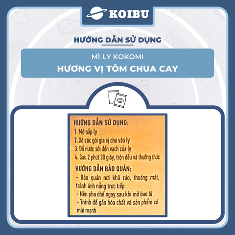 MASAN - Mì ly Kokomi hương vị Tôm chua cay, Mì tôm chua cay Kokomi ly, Kokomi mì ly ăn liền Kokomi - 66g/ly - 00862
