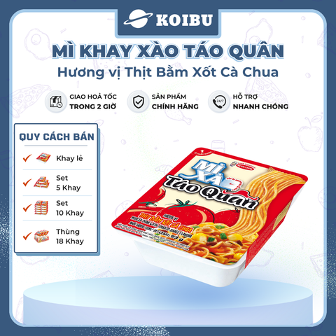 ACECOOK - Mì xào Táo Quân hương vị Thịt bằm xốt cà chua, Mì Táo Quân đỏ, Mì Táo quân thịt bằm sốt cà chua, Mì Táo quân sốt cà chua, Mì khay Táo Quân thịt bằm xốt cà chua - 85g/khay - 00029