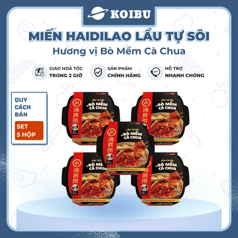 YIHAI - Lẩu tự sôi Haidilao hương vị Bò mềm cà chua, Lẩu tự sôi Hadilao bò mềm cà chua ăn liền - 365g/hộp - 00787