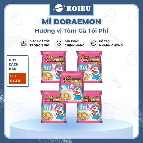 ACECOOK - Mì Doraemon hương vị Tôm gà tỏi phi, Mì ăn liền trẻ em, Mì Doremon bổ sung canxi, Mì gói Doraemon (63/gói) - 63g/gói - 00070