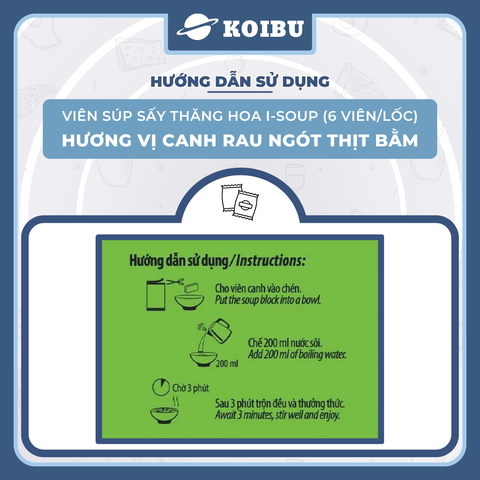 NFC - Viên súp sấy thăng hoa I-Soup hương vị Canh rau ngót thịt bằm, Canh rau ngót thịt bằm I Soup - 54g/lốc - 00727