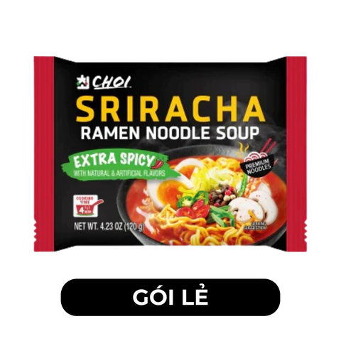 CHOI - Mì Choi Sriracha hương vị Siêu cay, Mì Sriracha Siêu cay, Mì Siêu cay Siracha, Mì Siracha - 120g/gói - 00311