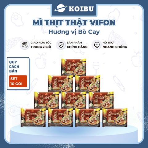 VIFON - Mì thịt thật Vifon hương vị Bò cay, Vifon Mì Bò cay thịt thật Vifon, Mì Vifon thịt thật - 90g/gói - 00816