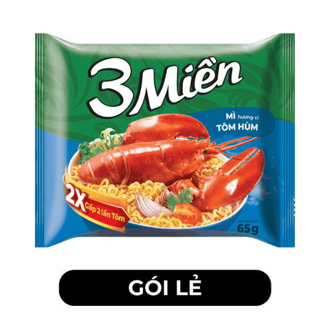 UNIBEN - Mì 3 Miền hương vị Tôm Hùm - Mì 3 Miền tôm hùm, Mì gói tôm hùm 3 Miền ăn liền - 65g/gói - 00358
