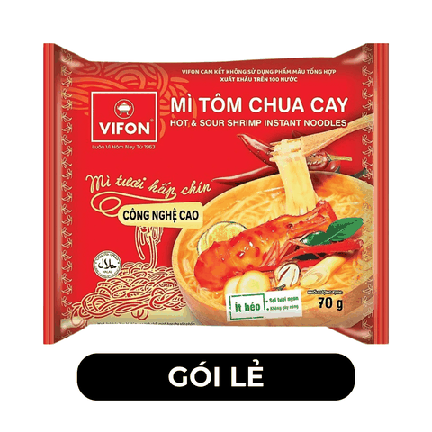 VIFON - Mì tươi Vifon hương vị Tôm Chua Cay - Mì tươi vị Tôm Chua Cay, Mì Vifon tươi - 70g/gói - 00217