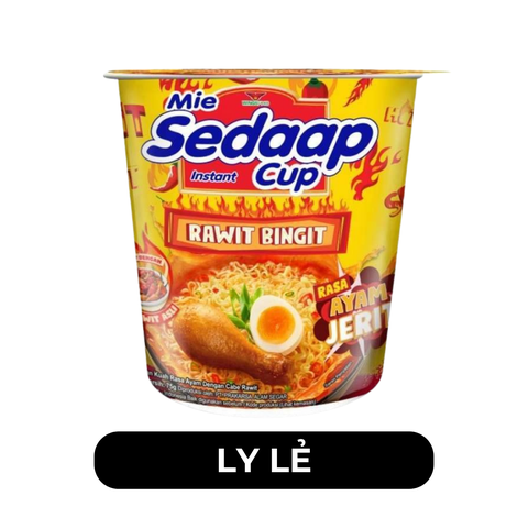 SEDAAP - Mì nước Sedaap ly vị gà cay (ly vàng) - Mì ăn liền Indonesia, Mie Sedaap Instant Cup Rawit Bingit, Mì ly Indonesia, Mì Indo - 75g/ly - 00477