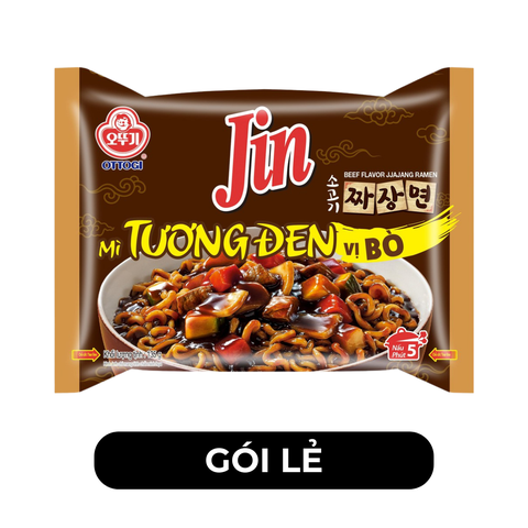 OTTOGI - Mì nấu Jin hương vị trộn Tương đen bò, Mì trộn tương đen bò Jin, Mì trộn Jin tương đen bò - 135g/gói - 00528