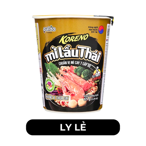 PALDO - Mì ly Koreno hương vị Chua cay, Koreno mì ly chua cay, Mì ly vị chua cay Hàn Quốc - 65g/ly - 00188