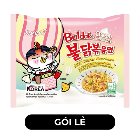 SAMYANG - Mì khô gà cay Samyang hương vị Gà cay Cream Carbonara, Mì gà cay Cream Carbonara Samyang - 140g/gói - 00424