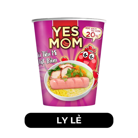 THIEN HUONG FOOD - THIEN HUONG FOOD - Hủ tiếu mì ly Yes Mom (có cây xúc xích thật) hương vị Thịt bằm, Hủ tiếu Yes Mom ly - 79.2g/ly - 00766