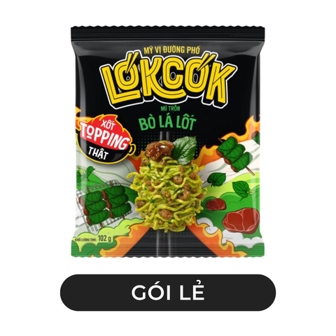 WORLD SPICE - Mì trộn LókCók hương vị Bò lá lốt, Mì trộn bò lá lốt LokCok, Mì ăn liền LokCok - 102g/gói - 00753