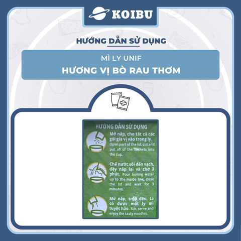 UNI-PRESIDENT - Mì Unif ly hương vị Bò Rau Thơm - Unif mì bò rau thơm ly, Mì ly Dzai Dzai - 60g/ly - 00294