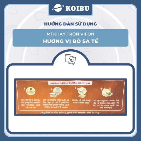 VIFON - Mì khay trộn Vifon hương vị Bò sa tế (có gói xốt Bò sa tế), Mì xào bò sa tế Vifon khay - 90g/khay - 00241