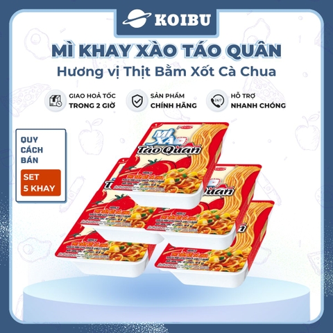 ACECOOK - Mì xào Táo Quân hương vị Thịt bằm xốt cà chua, Mì Táo Quân đỏ, Mì Táo quân thịt bằm sốt cà chua, Mì Táo quân sốt cà chua, Mì khay Táo Quân thịt bằm xốt cà chua - 85g/khay - 00029