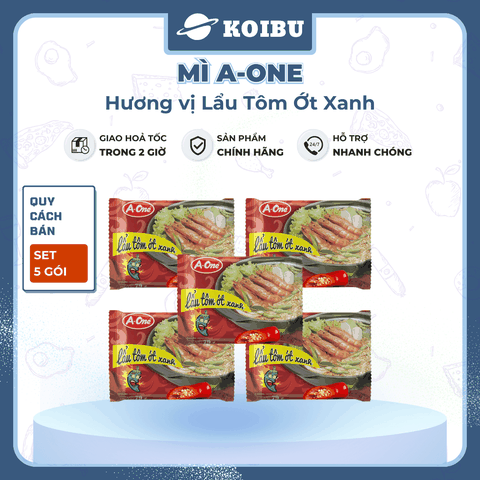 SAIGON VE WONG - Mì A-One hương vị Lẩu tôm ớt xanh, Mì lẩu tôm ớt xanh A One, Mì ăn liền Aone - 85g/gói - 00774
