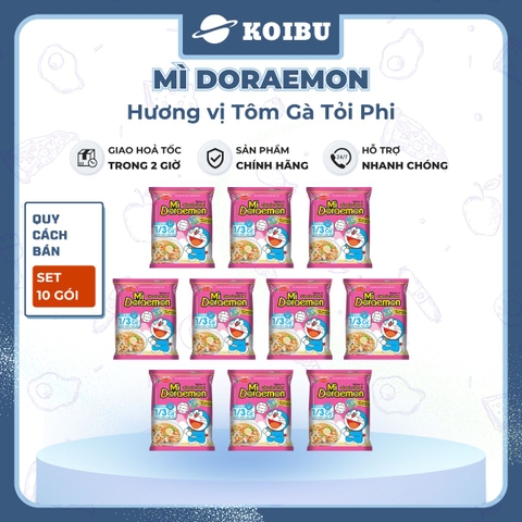 ACECOOK - Mì Doraemon hương vị Tôm gà tỏi phi, Mì ăn liền trẻ em, Mì Doremon bổ sung canxi, Mì gói Doraemon (63/gói) - 63g/gói - 00070
