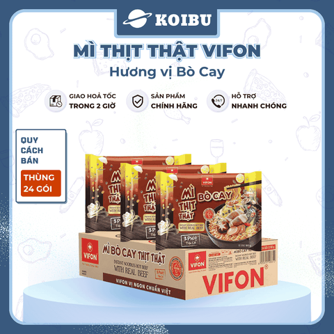 VIFON - Mì thịt thật Vifon hương vị Bò cay, Vifon Mì Bò cay thịt thật Vifon, Mì Vifon thịt thật - 90g/gói - 00816
