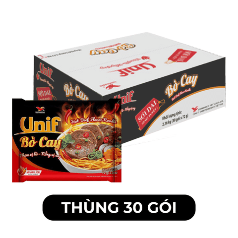 UNI-PRESIDENT - Mì Unif hương vị Bò Cay - Mì Unif gói bò cay, Mì gói bò cay Unif, Mì ăn liền Unif - 75g/gói - 00471