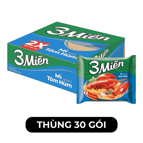 UNIBEN - Mì 3 Miền hương vị Tôm Hùm - Mì 3 Miền tôm hùm, Mì gói tôm hùm 3 Miền ăn liền - 65g/gói - 00358