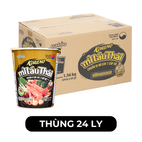 PALDO - Mì ly Koreno hương vị Chua cay, Koreno mì ly chua cay, Mì ly vị chua cay Hàn Quốc - 65g/ly - 00188