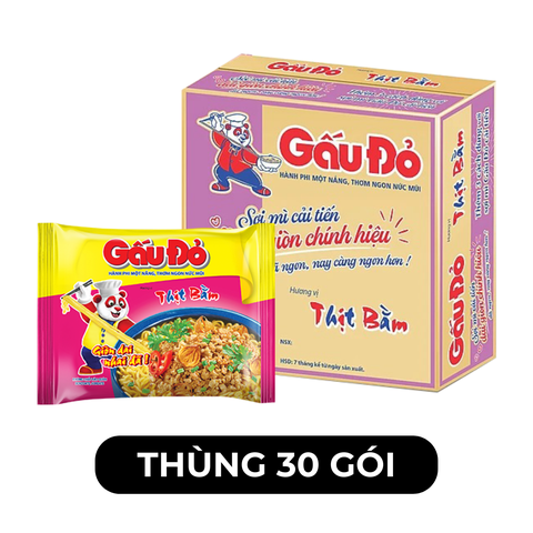 ASIAFOODS - Mì Gấu Đỏ hương vị Thịt bằm, Mì Thịt bằm Gấu Đỏ, Mì gói ăn liền Gấu Đỏ vị Thịt bằm - 63g/gói - 00329