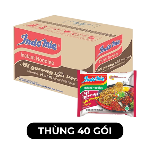 INDOFOOD - Mì xào khô Indomie Goreng vị Sườn, Mì Indomie vị Sườn, Mì xào Indomie, Mì Indomie Indonesia - 80g/gói - 00084