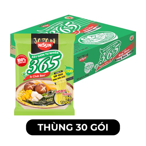 NISSIN - Mì Không Chiên 365 hương vị Súp Miso Rong Biển Nhật - Mì không chiên 365/ Mì gói 365/ Mì Healthy 365 - 66g/gói - 00366