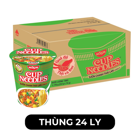 NISSIN - Mì ly Cup Noodles Sườn chanh Thái Lan, Mì ly Sườn chanh Thái Lan Cup Noodles, Mì Nissin ly - 74g/ly - 00374