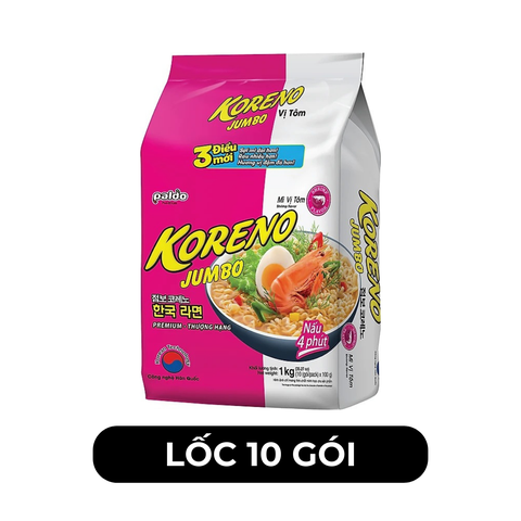 PALDO - Mì Koreno Jumbo hương vị Tôm, Mì tôm Koreno Jumbo, Mì ăn liền Koreno Jumbo, Mì Hàn Quốc ăn liền - 100g/gói - 00385