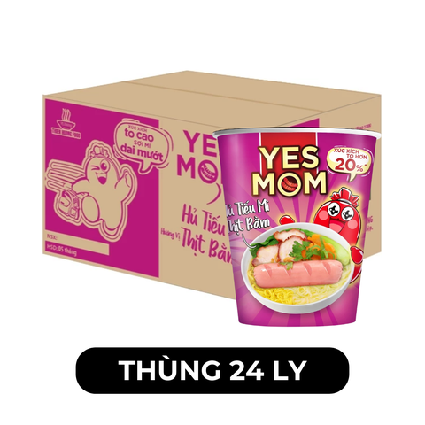 THIEN HUONG FOOD - THIEN HUONG FOOD - Hủ tiếu mì ly Yes Mom (có cây xúc xích thật) hương vị Thịt bằm, Hủ tiếu Yes Mom ly - 79.2g/ly - 00766