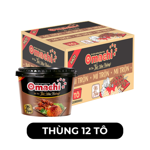 MASAN - Omachi tô trộn hương vị Thịt xiên nướng - Mì tô Omachi, Mì trộn Omachi tô thịt xiên nướng - 95g/tô - 00470
