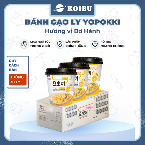 YOUNG POONG - Bánh gạo ly Yopokki hương vị Bơ Hành, Bánh gạo bơ hành Yopokki ly, Bánh gạo Hàn Quốc - 120g/ly - 00869