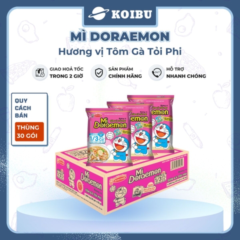 ACECOOK - Mì Doraemon hương vị Tôm gà tỏi phi, Mì ăn liền trẻ em, Mì Doremon bổ sung canxi, Mì gói Doraemon (63/gói) - 63g/gói - 00070