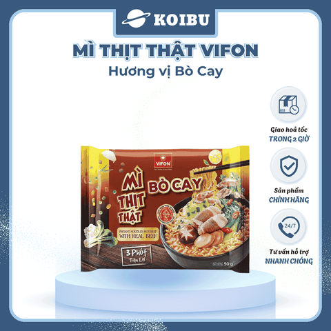 VIFON - Mì thịt thật Vifon hương vị Bò cay, Vifon Mì Bò cay thịt thật Vifon, Mì Vifon thịt thật - 90g/gói - 00816