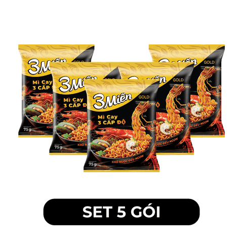 UNIBEN - Mì 3 Miền Gold hương vị Mì Cay 3 Cấp Độ - Mì 3 Miền Gold Cay 3 Cấp Độ ăn liền - 75g/gói  - 00355