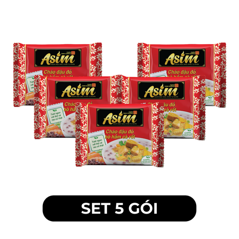 ASIAFOODS - Cháo Asim Đậu đỏ bò hầm cá rốt (có gói rau thịt thật), Cháo Đậu đỏ bò hầm cà rốt Asim - 72g/gói - 00335