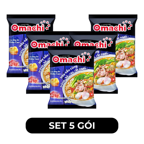 MASAN - Mì khoai tây Omachi hương vị Lẩu Bắp Bò Riêu Cua, Mì Omachi bắp bò riêu cua, Mì Omachi gói - 80g/gói - 00056